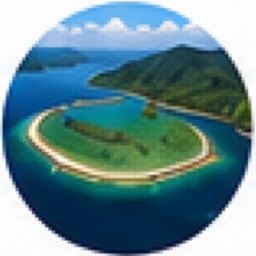 Island ringed by a lagoon at Gebe